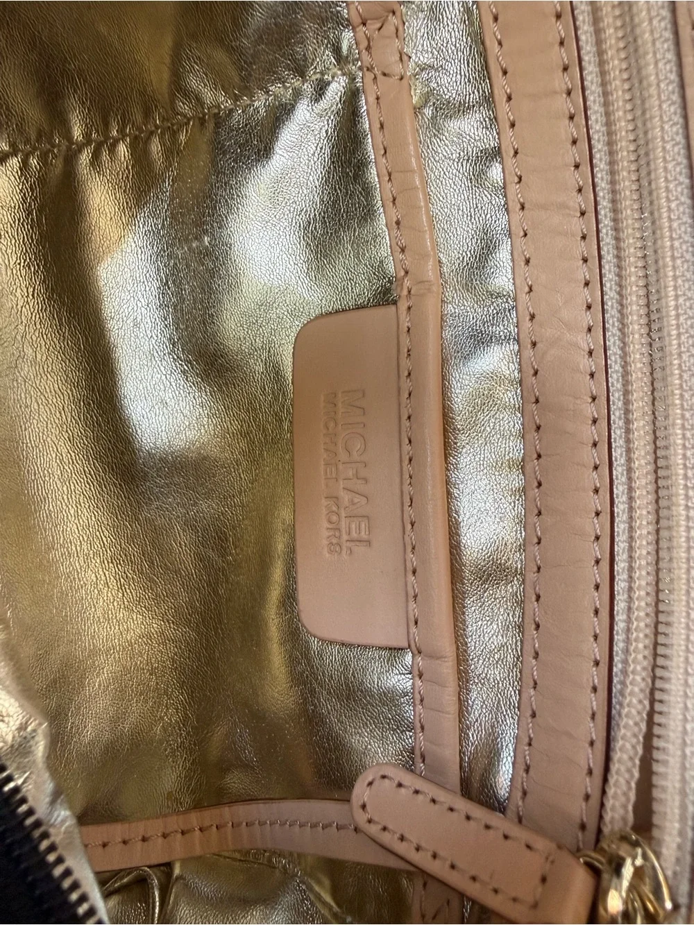 Michael Kors Black pebbled Leather Large Tote with Tan Handles
